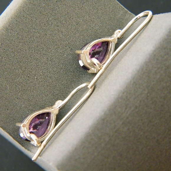 Sterling Silver and Amethyst Earrings - Picture 5 of 7